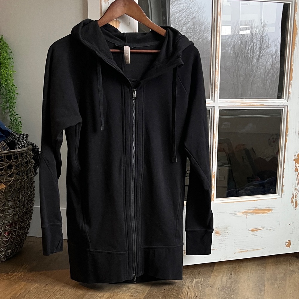 Athleta long Black Zip-Up Hoodie